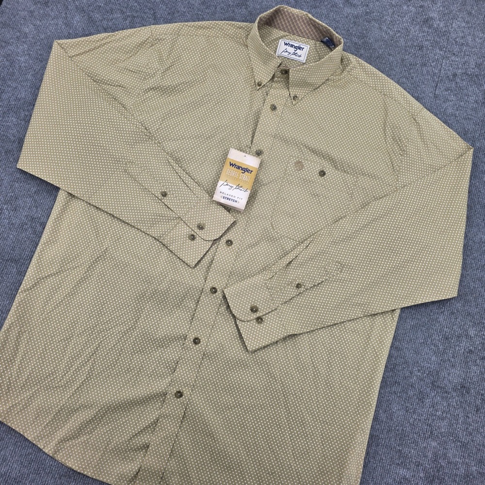 Wrangler George Strait Relaxed Fit Stretch Shirt Khaki Tan XLT NWT